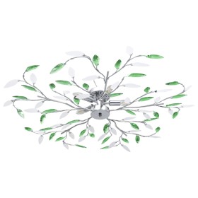 Leaf-shaped glass arm ceiling lamp with 5 green bulbs by vidaXL, ceiling lights - Ref: Foro24-289241, Price: 72,99 €, Discoun...