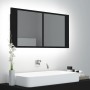 Armario espejo de baño con luz LED acrílico negro 90x12x45 cm de vidaXL, Tocadores de baño - Ref: Foro24-804973, Precio: 65,1...