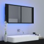 Armario espejo de baño con luz LED acrílico negro 90x12x45 cm de vidaXL, Tocadores de baño - Ref: Foro24-804973, Precio: 65,1...