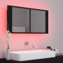 Armario espejo de baño con luz LED acrílico negro 90x12x45 cm de vidaXL, Tocadores de baño - Ref: Foro24-804973, Precio: 65,1...