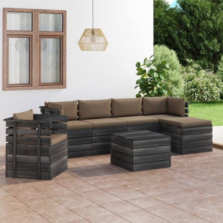 Garden pallet furniture 7 pieces cushions solid pine wood by vidaXL, Garden sets - Ref: Foro24-3061883, Price: 634,99 €, Disc...