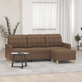 3-seater sofa with brown fabric stool 180 cm by vidaXL, Sofas - Ref: Foro24-3201004, Price: 330,99 €, Discount: %