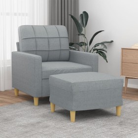 Sessel mit Hocker hellgrauer Stoff 60 cm von vidaXL, Sofas - Ref: Foro24-3200993, Preis: 219,76 €, Rabatt: %