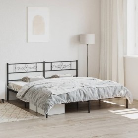 Bed frame with black metal headboard 183x213 cm by vidaXL, Beds and slatted bases - Ref: Foro24-355272, Price: 106,46 €, Disc...