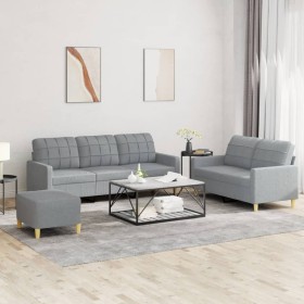 Sofa set with cushions 3 pieces light gray fabric by vidaXL, Sofas - Ref: Foro24-3201314, Price: 567,66 €, Discount: %