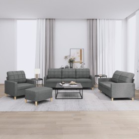 Sofa set with cushions 4 pieces dark gray fabric by vidaXL, Sofas - Ref: Foro24-3201251, Price: 685,68 €, Discount: %