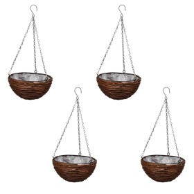 Round Willow Hanging Basket with Layer and Chain - 4 Pieces by vidaXL, Pots and planters - Ref: Foro24-140915, Price: 38,93 €...