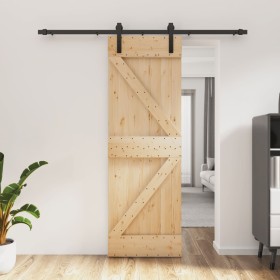 Sliding door with solid pine wood hardware 70x210 cm by vidaXL, Doors - Ref: Foro24-3202983, Price: 189,85 €, Discount: %