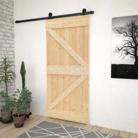 Puerta corredera con herrajes madera maciza de pino 80x210 cm de vidaXL, Puertas - Ref: Foro24-3057489, Precio: 186,61 €, Des...