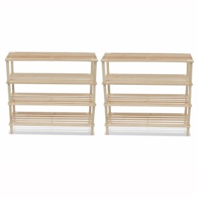 4-story shoe rack 2 units solid fir wood by vidaXL, Shoe racks and shoe organizers - Ref: Foro24-241066, Price: 45,99 €, Disc...