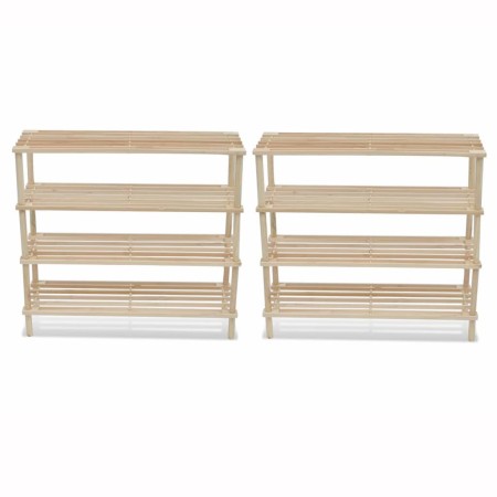 4-story shoe rack 2 units solid fir wood by vidaXL, Shoe racks and shoe organizers - Ref: Foro24-241066, Price: 46,11 €, Disc...