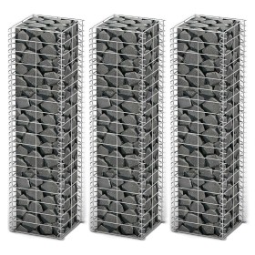 Galvanized wire gabion wall baskets 25x25x100 3 units by vidaXL, fence panels - Ref: Foro24-141045, Price: 58,29 €, Discount: %