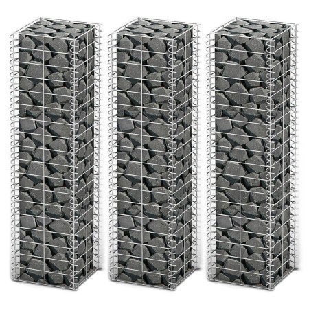 Galvanized wire gabion wall baskets 25x25x100 3 units by vidaXL, fence panels - Ref: Foro24-141045, Price: 51,85 €, Discount: %