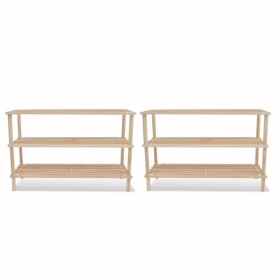 3-tier shoe rack, 2 units, solid fir wood by vidaXL, Shoe racks and shoe organizers - Ref: Foro24-241065, Price: 33,99 €, Dis...