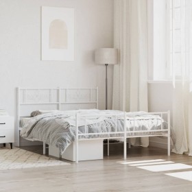 Metal bed frame with headboard and white footboard 150x200 cm by vidaXL, Beds and slatted bases - Ref: Foro24-355336, Price: ...