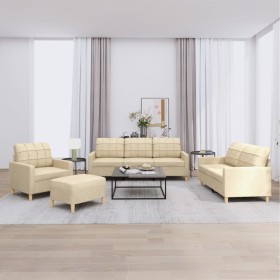 Set of sofas with 4 cream fabric cushions by vidaXL, Sofas - Ref: Foro24-3201252, Price: 717,99 €, Discount: %