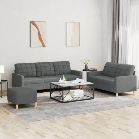 3-piece dark gray fabric sofa set with cushions by vidaXL, Sofas - Ref: Foro24-3201315, Price: 594,33 €, Discount: %