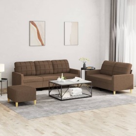 Three-piece sofa set with brown fabric cushions. by vidaXL, Sofas - Ref: Foro24-3201317, Price: 540,99 €, Discount: %