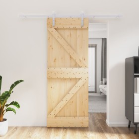 Puerta corredera con herrajes madera maciza de pino 80x210 cm de vidaXL, Puertas - Ref: Foro24-3203023, Precio: 186,99 €, Des...