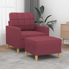 Sillón con taburete tela rojo tinto 60 cm de vidaXL, Sofás - Ref: Foro24-3200999, Precio: 216,95 €, Descuento: %