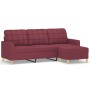 Sofá de 3 plazas con taburete de tela rojo tinto 180 cm de vidaXL, Sofás - Ref: Foro24-3201007, Precio: 354,55 €, Descuento: %