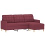 Sofá de 3 plazas con taburete de tela rojo tinto 180 cm de vidaXL, Sofás - Ref: Foro24-3201007, Precio: 354,55 €, Descuento: %