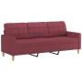 Sofá de 3 plazas con taburete de tela rojo tinto 180 cm de vidaXL, Sofás - Ref: Foro24-3201007, Precio: 354,55 €, Descuento: %