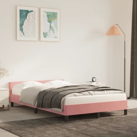 Estructura de cama con cabecero de terciopelo rosa 120x200 cm de vidaXL, Camas y somieres - Ref: Foro24-347566, Precio: 124,4...