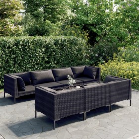 Set Gartensofas 8-teilig Kissen synthetisches Rattan dunkelgrau von vidaXL, Gartensets - Ref: Foro24-3099801, Preis: 516,99 €...