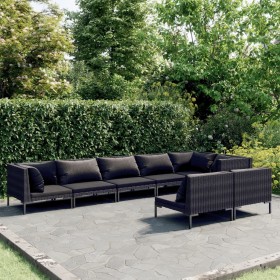 Set of 8-piece garden sofas with dark gray synthetic rattan cushions. by vidaXL, Garden sets - Ref: Foro24-3099862, Price: 83...