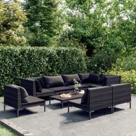 Garden sofas 9 pieces and dark gray synthetic rattan cushions by vidaXL, Garden sets - Ref: Foro24-3099869, Price: 598,99 €, ...