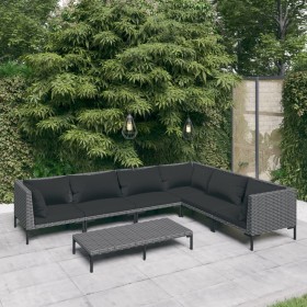 7-teilige Gartensofas und -kissen Kunstrattan dunkelgrau von vidaXL, Gartensets - Ref: Foro24-3099843, Preis: 449,99 €, Rabat...