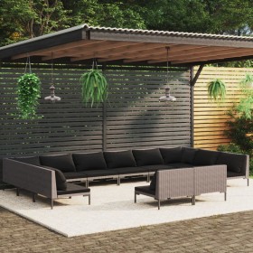 Gartensofas 12 Stück Kissen synthetisches Rattan dunkelgrau von vidaXL, Gartensets - Ref: Foro24-3099938, Preis: 1,00 €, Raba...