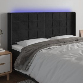 Black velvet headboard with LED 203x16x118/128 cm by vidaXL, Headboards and footboards - Ref: Foro24-3124116, Price: 153,99 €...