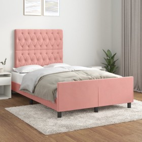 Pink velvet bed frame with headboard 120x200 cm by vidaXL, Beds and slatted bases - Ref: Foro24-3125933, Price: 203,73 €, Dis...