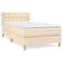 Cama box spring con colchón tela color crema 90x200 cm de vidaXL, Camas y somieres - Ref: Foro24-3130566, Precio: 321,29 €, D...