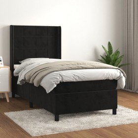 Cama box spring con colchón terciopelo negro 100x200 cm de vidaXL, Camas y somieres - Ref: Foro24-3132665, Precio: 376,89 €, ...