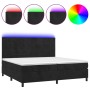 Cama box spring colchón y LED terciopelo negro 200x200 cm de vidaXL, Camas y somieres - Ref: Foro24-3136145, Precio: 640,99 €...