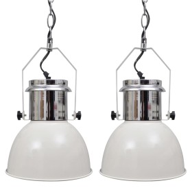 Modern adjustable height ceiling lamp white metal 2 pcs by vidaXL, Lamps - Ref: Foro24-241112, Price: 89,99 €, Discount: %