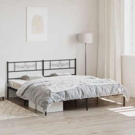 Bed frame with black metal headboard 193x203 cm by vidaXL, Beds and slatted bases - Ref: Foro24-355273, Price: 106,99 €, Disc...