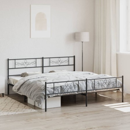 Black metal headboard and footboard bed frame 183x213cm by vidaXL, Beds and slatted bases - Ref: Foro24-355290, Price: 123,19...