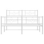 Metal bed frame with headboard and white footboard 140x190 cm by vidaXL, Beds and slatted bases - Ref: Foro24-355334, Price: ...