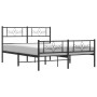 Black metal headboard and footboard bed frame 135x190 cm by vidaXL, Beds and slatted bases - Ref: Foro24-355284, Price: 106,1...