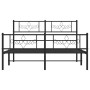 Black metal headboard and footboard bed frame 135x190 cm by vidaXL, Beds and slatted bases - Ref: Foro24-355284, Price: 106,1...