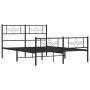 Black metal headboard and footboard bed frame 135x190 cm by vidaXL, Beds and slatted bases - Ref: Foro24-355284, Price: 106,1...