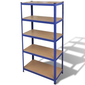 Storage shelving 5 levels blue wood engineering steel by vidaXL, Industrial shelving - Ref: Foro24-141126, Price: 60,99 €, Di...