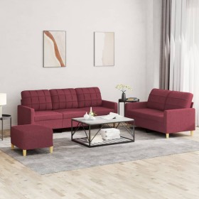 Three-piece sofa set with red wine fabric cushions by vidaXL, Sofas - Ref: Foro24-3201320, Price: 567,11 €, Discount: %