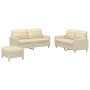 Set Sofas mit Kissen 3 Stück cremefarbener Stoff von vidaXL, Sofas - Ref: Foro24-3201284, Preis: 527,38 €, Rabatt: %