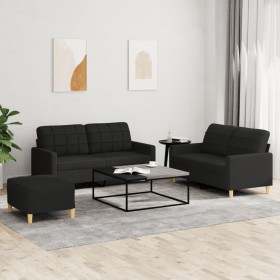 3-piece sofa set with black fabric cushions by vidaXL, Sofas - Ref: Foro24-3201286, Price: 520,24 €, Discount: %