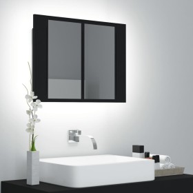 Armario espejo de baño con luz LED acrílico negro 60x12x45 cm de vidaXL, Tocadores de baño - Ref: Foro24-804957, Precio: 52,6...